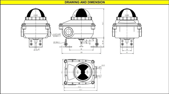 Caja de interruptor de acero inoxidable de límite de posición de la válvula de los accesorios del actuador neumático