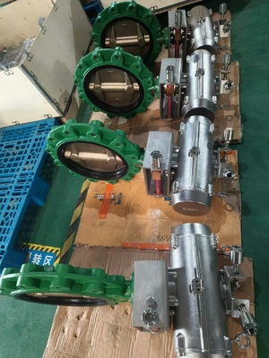 Válvula de mariposa de orejeta neumática, bronce de aluminio, junta EPDM, 2-24 pulgadas