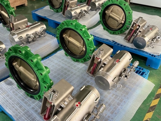 Válvula de mariposa de orejeta neumática, bronce de aluminio, junta EPDM, 2-24 pulgadas