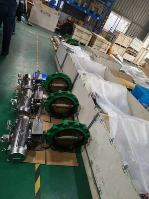 Válvula de mariposa neumática de bronce con sello EPDM