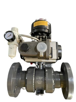 Pneumatic Ball Valve with Flange End High Temperature Industrial Usage Actuated Plastic Ball Valve