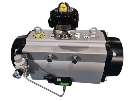 Válvula de bola flotante de puerto completo de acero inoxidable 316 con actuador neumático y conexión bridada