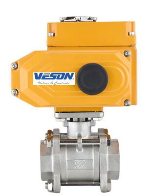 Válvula de bola eléctrica accionada con extremo atornillado de 2 PC, clasificación ANSI CLASS 150-900 y conexión de hilo femenina