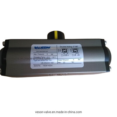 Actuador Neumático de Piñón y Cremallera con Rotación de 0-180 Grados en Construcción de Aluminio